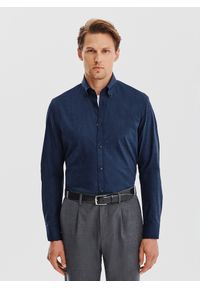 Pako Lorente - PAKO LORENTE – Granatowa koszula melanż. Kolor: niebieski. Materiał: bawełna. Długość rękawa: długi rękaw. Długość: długie. Wzór: melanż #1