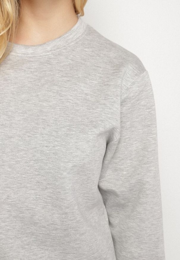 Born2be - Szary Komplet Dresowy z Bawełną Bluza i Spodnie Joggery Ette. Kolor: szary. Materiał: bawełna, dresówka