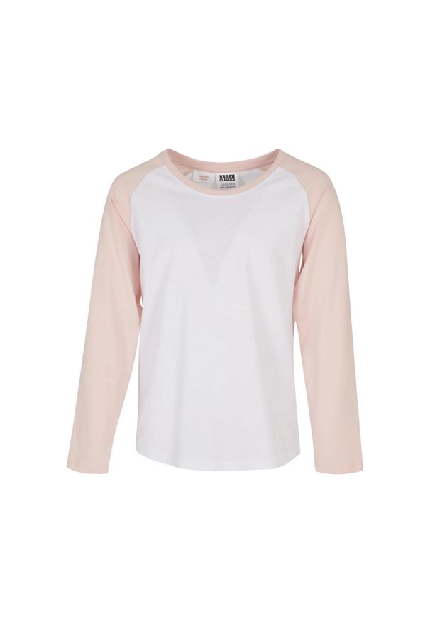 Urban Classics - Dziewczęca Kontrastowa Raglanowa Koszulka Z Długim Rękawem. Kolor: różowy, wielokolorowy, biały. Długość rękawa: długi rękaw. Długość: długie. Sport: turystyka piesza