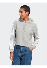 Adidas - adidas Bluza Essentials 3-Stripes IC9910 Szary Regular Fit. Kolor: szary. Materiał: bawełna