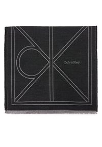 Calvin Klein Szal Emblem Repeat Lw Shawl W Fringes LV04F8074G Czarny. Kolor: czarny. Materiał: materiał #3