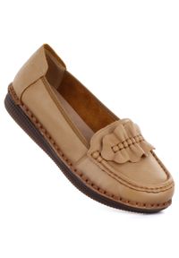 Skórzane półbuty damskie mokasyny camel Artiker 58C1504. Materiał: skóra #1