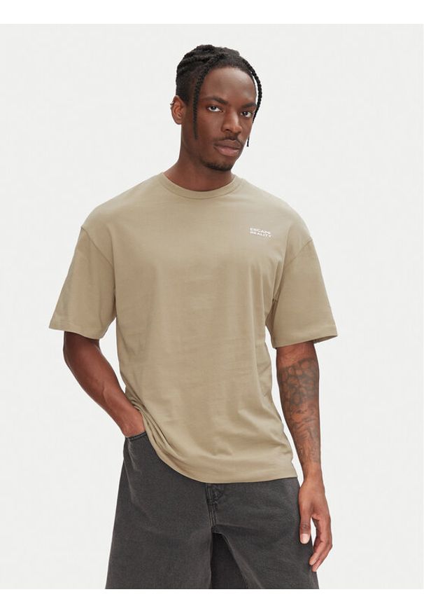 Jack & Jones T-Shirt Ames 12268471 Beżowy Relaxed Fit. Kolor: beżowy. Materiał: bawełna