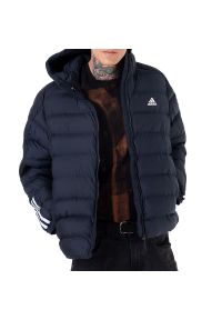 Adidas - Kurtka adidas Itavic 3-Stripes Midweight Hooded GT1686 - granatowa. Kolor: niebieski. Materiał: poliester, syntetyk, materiał, puch. Wzór: aplikacja. Sezon: zima. Styl: klasyczny #1