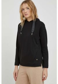 JOOP! - Joop! bluza damska kolor czarny z kapturem gładka. Typ kołnierza: kaptur. Kolor: czarny. Materiał: bawełna. Wzór: gładki #2
