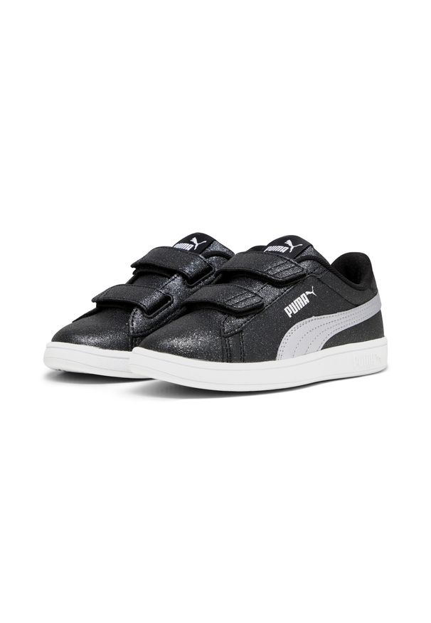 Puma - Dziecięce sneakersy Smash 3.0 Glitz Glam PUMA Black Silver White Metallic. Kolor: biały, wielokolorowy, czarny, szary. Materiał: skóra, syntetyk, materiał. Szerokość cholewki: normalna