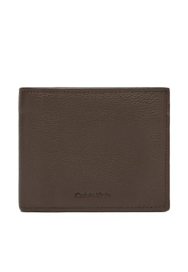 Calvin Klein Duży Portfel Męski Micropebble Billfold W Coin LV04D1033G Brązowy. Kolor: brązowy. Materiał: skóra