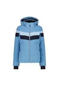 Kurtka puchowa damska z kapturem i zamkiem CMP. Typ kołnierza: kaptur. Kolor: niebieski. Materiał: puch. Sezon: zima. Sport: narciarstwo #1