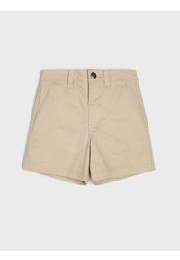 Sinsay - Jednolite bawełniane szorty - beżowy. Kolor: beżowy. Materiał: bawełna. Wzór: jednolity #1