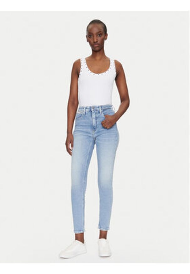 Calvin Klein Jeans Jeansy J20J225141 Niebieski Skinny Fit. Kolor: niebieski