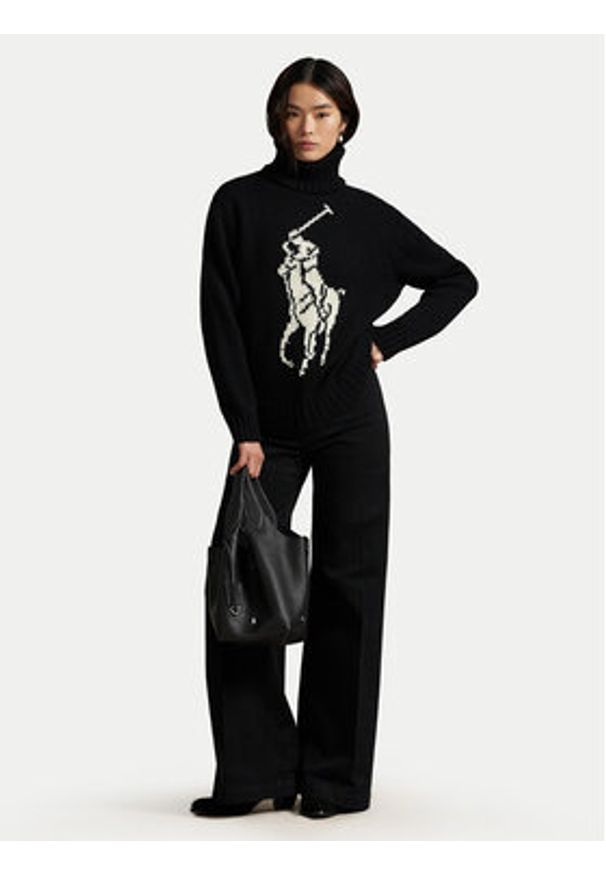 Polo Ralph Lauren Golf 211978329002 Czarny Relaxed Fit. Typ kołnierza: polo, golf. Kolor: czarny. Materiał: wełna