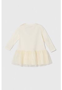 Pinko Up sukienka niemowlęca kolor beżowy mini rozkloszowana. Kolor: beżowy. Materiał: dzianina. Długość rękawa: długi rękaw. Typ sukienki: rozkloszowane. Styl: klasyczny. Długość: mini #3