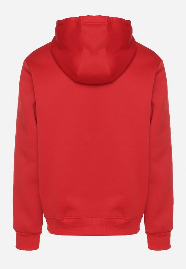 Born2be - Czerwona Bluza z Bawełną Kapturem i Kieszenią Typu Kangurek Norrise. Okazja: na co dzień. Kolor: czerwony. Materiał: bawełna. Styl: casual, elegancki