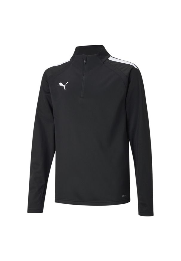 Puma - Młodzieżowa koszulka piłkarska z zamkiem 1/4 teamLIGA PUMA Black White. Kolor: wielokolorowy, czarny, biały. Sport: piłka nożna