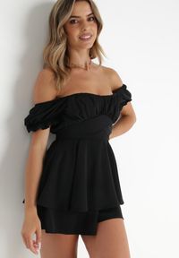 Born2be - Czarny Kombinezon Rhodosyne. Okazja: na wesele, na randkę, na ślub cywilny. Kolor: czarny. Długość: krótkie. Styl: elegancki #7