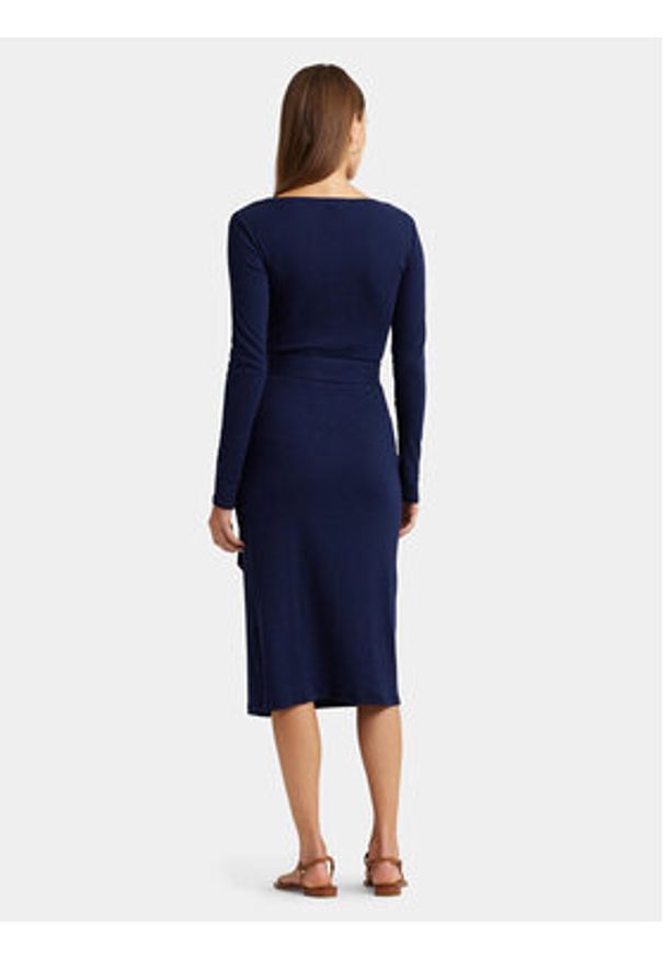 Lauren Ralph Lauren Sukienka dzianinowa 250889290003 Granatowy Slim Fit. Kolor: niebieski. Materiał: bawełna