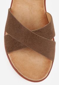 Renee - Brązowe Płaskie Sandały VICES z Cholewką ze Skrzyżowanymi Paskami Emelika. Zapięcie: pasek. Kolor: brązowy. Wzór: haft. Styl: boho #7