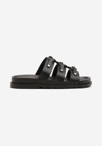 Born2be - Czarne Klapki w Stylu Gladiatorek z Aplikacją Idarose. Okazja: na co dzień, na imprezę. Kolor: czarny. Wzór: aplikacja. Styl: klasyczny, casual, elegancki #6