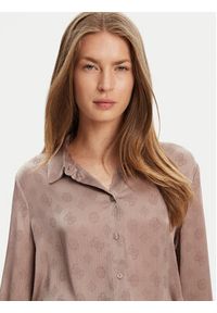 Guess Koszula W5YH1A WHCR2 Beżowy Regular Fit. Kolor: beżowy. Materiał: syntetyk