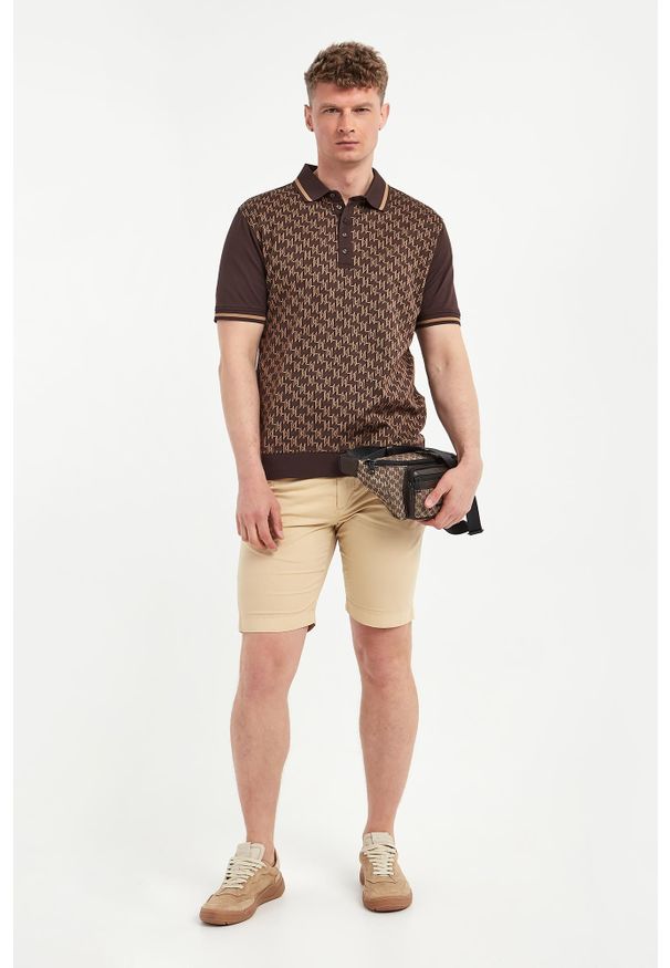 Karl Lagerfeld - Polo męskie z nadrukiem logo KARL LAGERFELD. Typ kołnierza: polo. Wzór: nadruk