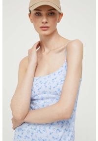 Hollister Co. sukienka kolor niebieski maxi rozkloszowana. Kolor: niebieski. Materiał: tkanina. Długość rękawa: na ramiączkach. Typ sukienki: rozkloszowane. Styl: klasyczny. Długość: maxi #5
