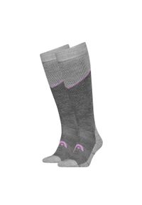 Head - Skarpety narciarskie dla dorosłych HEAD Kneehigh 2 pary. Kolor: fioletowy. Materiał: poliamid, wełna, akryl, elastan. Wzór: melanż. Sport: narciarstwo #2