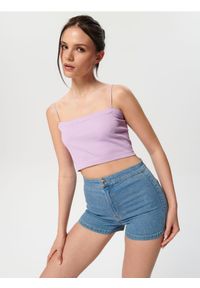 Sinsay - Szorty jeansowe high waist - niebieski. Stan: podwyższony. Kolor: niebieski. Materiał: jeans