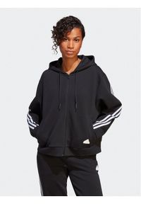 Adidas - adidas Bluza Future Icons 3-Stripes Full-Zip Hoodie HT4715 Czarny Loose Fit. Kolor: czarny. Materiał: bawełna #1