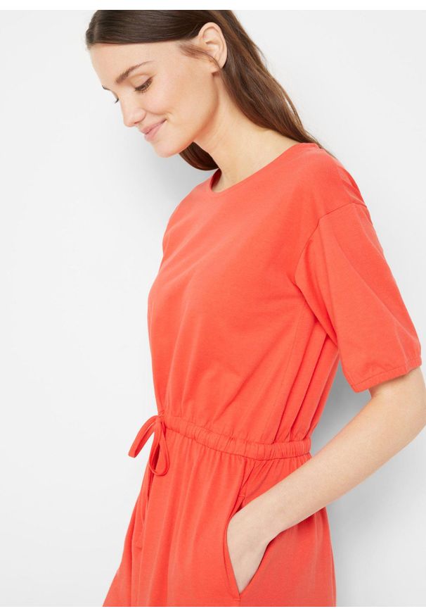 bonprix - Sukienka z dżerseju. Kolor: czerwony. Materiał: jersey. Długość: midi
