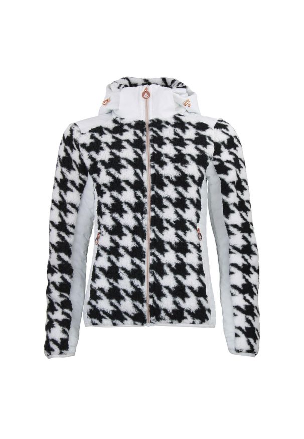 PEAK MOUNTAIN - Kaptur polar z zippem, dwumateriałowy, z naszywką na piersi dla kobiet Peak Moun. Typ kołnierza: kaptur. Kolor: biały. Materiał: polar. Wzór: aplikacja