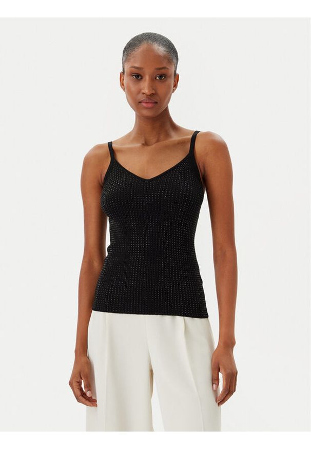 Fracomina Top FR25ST4006K410J9 Czarny Slim Fit. Kolor: czarny. Materiał: wiskoza
