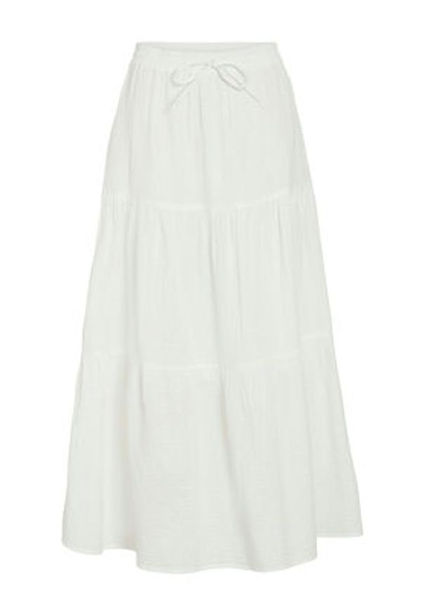 Vila Spódnica maxi Lania 14105428 Biały Regular Fit. Kolor: biały. Materiał: bawełna