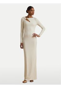 Lauren Ralph Lauren - LAUREN RALPH LAUREN Sukienka wieczorowa 253P03589002 Écru Slim Fit. Materiał: syntetyk. Styl: wizytowy #1
