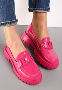 Born2be - Fuksjowe Mokasyny Quasar. Wysokość cholewki: przed kostkę. Kolor: różowy. Materiał: lakier, jeans, skóra. Szerokość cholewki: normalna. Obcas: na obcasie. Styl: elegancki #2