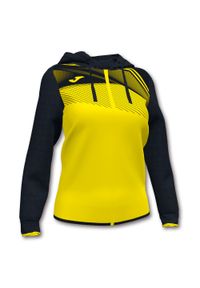 Kurtka do piłki nożnej damska Joma Supernova II z kapturem. Typ kołnierza: kaptur. Kolor: czarny, wielokolorowy, żółty. Sport: piłka nożna