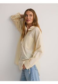 Reserved - Koszula z ozdobnym wiązaniem - jasnożółty. Kolor: żółty. Materiał: bawełna #1