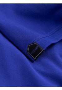 Ombre Clothing - Koszulka męska polo z kołnierzykiem - intensywnie niebieska V9 S1745 - XXL. Typ kołnierza: polo. Kolor: niebieski. Materiał: bawełna. Wzór: aplikacja #4