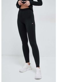 TOMMY HILFIGER - Tommy Hilfiger legginsy damskie kolor czarny gładkie. Stan: podwyższony. Kolor: czarny. Materiał: skóra, dzianina, materiał, włókno. Wzór: gładki. Sport: fitness #1