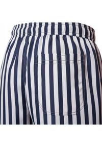 Męskie Spodenki Plażowe (Kąpielowe) - Pako Jeans - Granatowe w Prążek. Kolor: niebieski. Materiał: poliester. Wzór: prążki #2