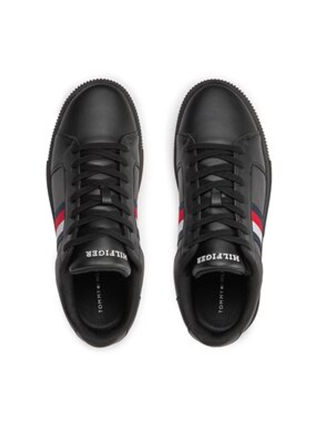 TOMMY HILFIGER - Tommy Hilfiger Sneakersy Supercup Lth Stripes Ess FM0FM04895 Czarny. Kolor: czarny. Materiał: skóra
