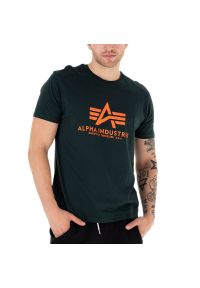 Koszulka Alpha Industries Basic T-shirt 100501353- zielona. Kolor: zielony. Materiał: bawełna