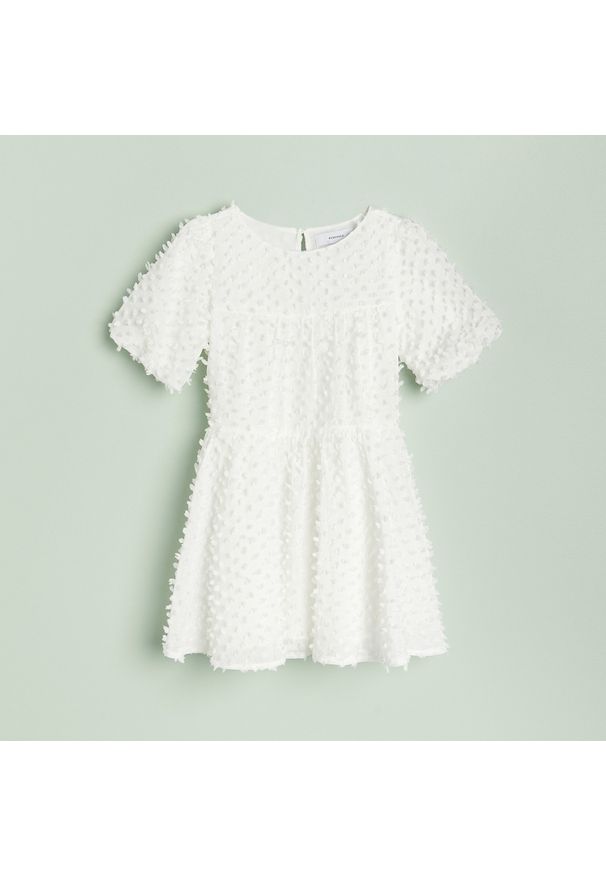 Reserved - Sukienka z tkaniny plumeti - Kremowy. Kolor: kremowy. Materiał: tkanina