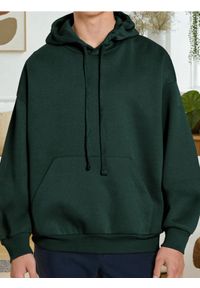 Sinsay - Bluza hoodie comfort fit - zielony. Kolor: zielony