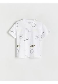 Reserved - T-shirt z nadrukiem - biały. Kolor: biały. Materiał: dzianina, bawełna. Wzór: nadruk #1