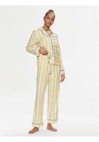 DKNY Piżama YI80003 Żółty Regular Fit. Kolor: żółty. Materiał: wiskoza, bawełna