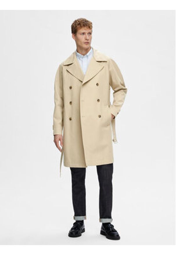Selected Homme Trencz Archive 16091511 Beżowy Regular Fit. Kolor: beżowy. Materiał: bawełna, syntetyk