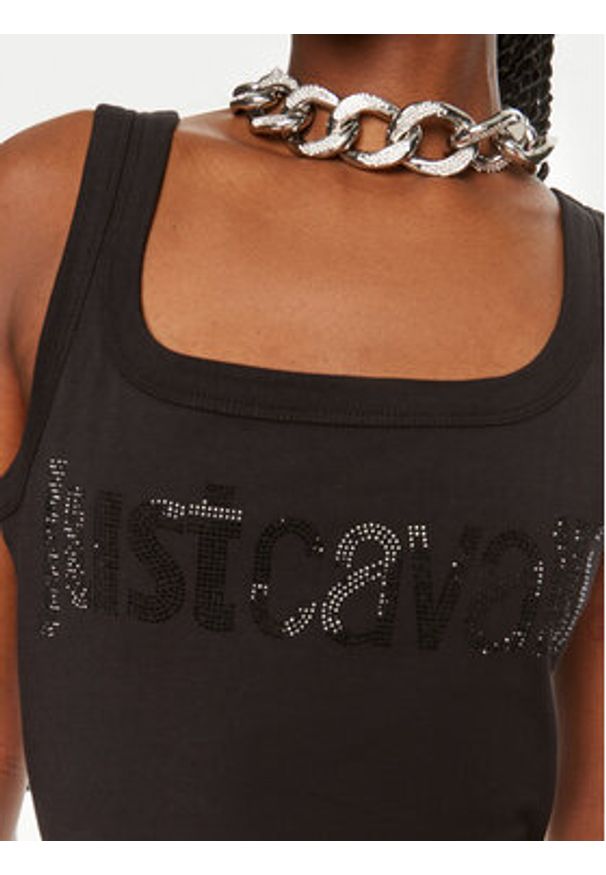 Just Cavalli Top 76PAME03 Czarny Regular Fit. Kolor: czarny. Materiał: bawełna
