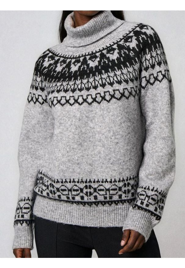 Sinsay - Sweter ze wzorem - szary. Kolor: szary