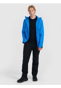 4f - 4F Kurtka softshell wiatroodporna membrana 10000 męska - niebieska L. Kolor: niebieski. Materiał: softshell. Technologia: Primaloft. Sport: wspinaczka, turystyka piesza #2