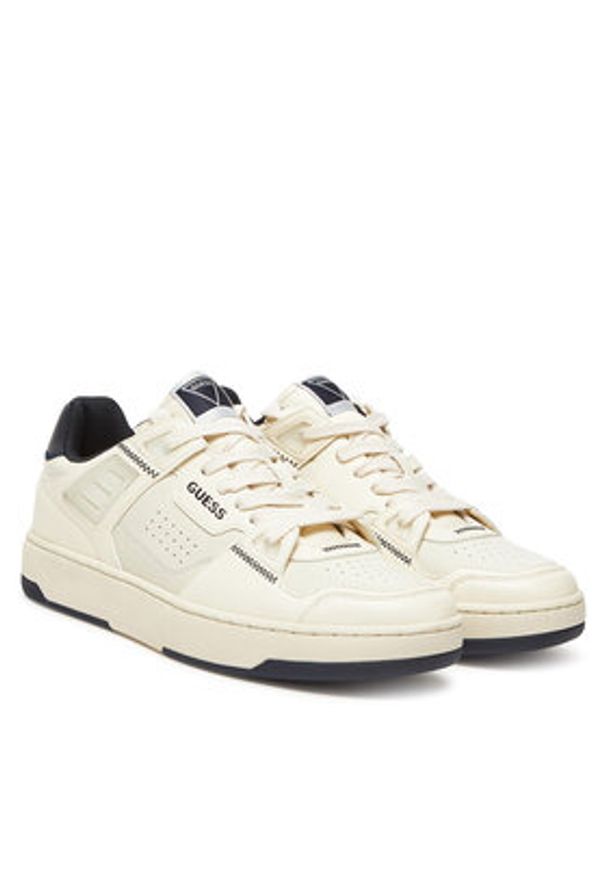 Guess Sneakersy FMTVIN-ELE12 Écru. Materiał: skóra